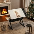 thumbnail image 1 of Youmumeub Adjustable Drafting Table with Stool, Tiltable Drawing Desk for Artists, White Craft Station with 2 Drawers & Storage Shelf, Height Adjustable 27"-36", 1 of 13