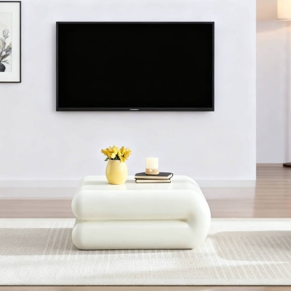 Youmumeub Heavy-Duty FRP Coffee Table, Durable Fiberglass Reinforced Plastic, Rounded Safety Edges, Waterproof White Surface, No Assembly Required