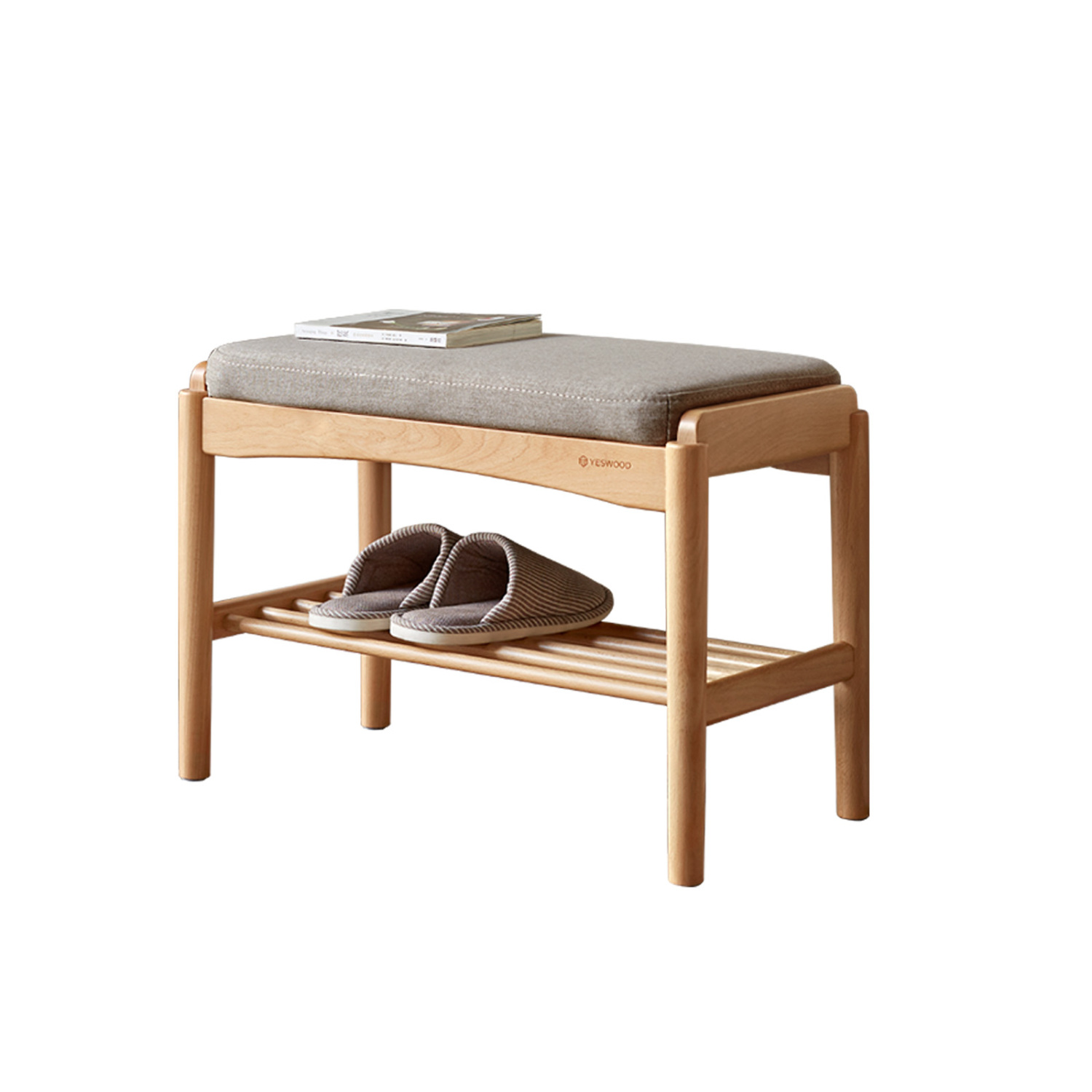 Youmumeub Mid-Century Modern Upholstered Shoe Bench - Compact 24 ...