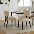 thumbnail image 1 of Youmumeub Modern Wooden Dining Chairs Set of 2, Cream Fabric Upholstered Kitchen Side Chairs, Mid-Century Farmhouse Dinner Chairs with Solid Wood Legs, 1 of 20