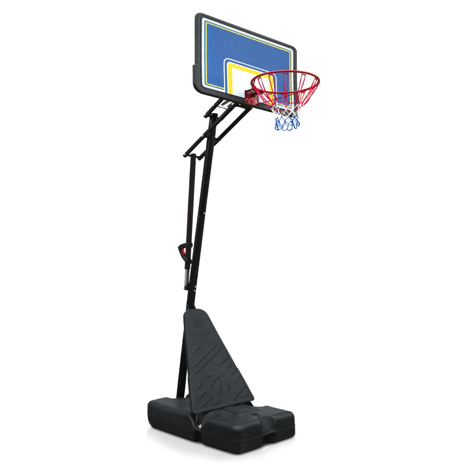 Youmumeub Portable Basketball Hoop, Adjustable Height 8-10 ft Basketball Goal, 39" Polycarbonate Backboard with Rebound System & Wheels, Indoor/Outdoor Hoop for Youth & Adults (Black/Blue)