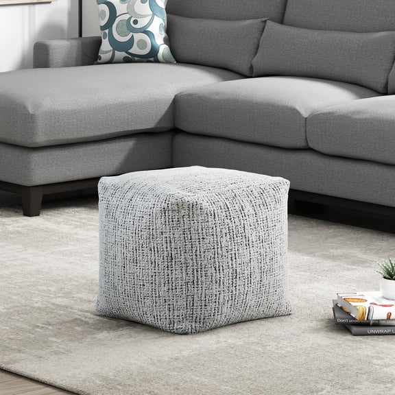 Youmumeub Square Chenille Fabric Pouf Ottoman, Multi-Color, Non-Slip Bottom, Bean Bag Chair, Floor Seating for Living Room, Dorm