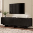 thumbnail image 1 of Youmumeub Wavy Door TV Cabinet for 75" TVs — Modern Retro Black Media Console with Natural Wood Grain Veneer, Sturdy MDF & Particle Board Base, Anti-Tip Device Included, 1 of 20