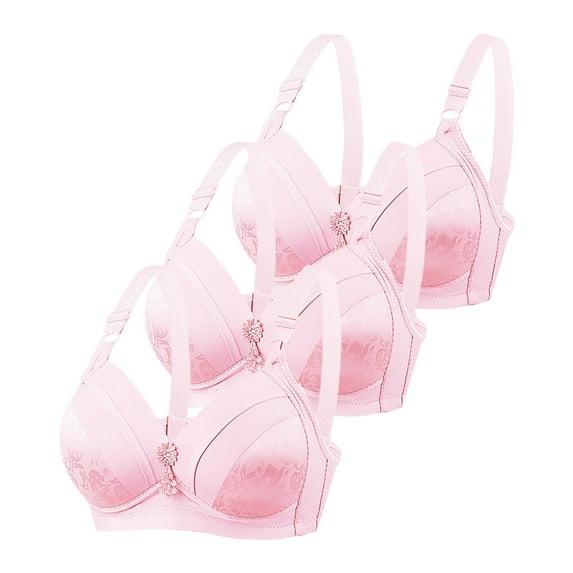 Youmylove 3-Pack Women Bra Comfortable Wireless Thin Size Large Gathering Underwear Full Coverage Bra Comfort Bralette
