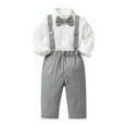 thumbnail image 1 of Youmylove Baby Boy Clothes Suits Toddler Formal Dress Shirt With Bowtie Suspender Pants Outfit Set Child Kids Gentleman Outfits Party Dress Suit 4-5 Years, 1 of 5