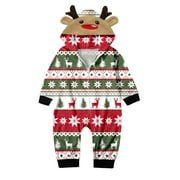 Youmylove Baby Christmas Long Sleeve Cute Elk Reindeer Hoodie Jumpsuit Soft Zipper Romper Sleepwear Xmas Holiday Pajamas Family Matching Outfit