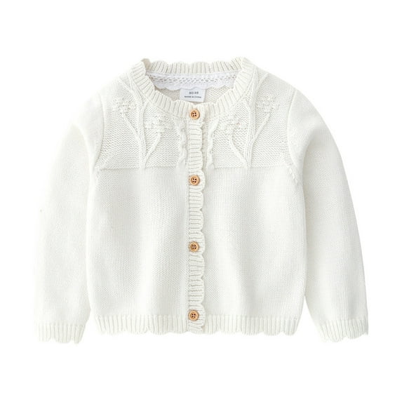 Youmylove Baby Girls Cotton Knit Sweater Autumn Solid Color Long Sleeve Tops Cardigan Clothes Child Playwear