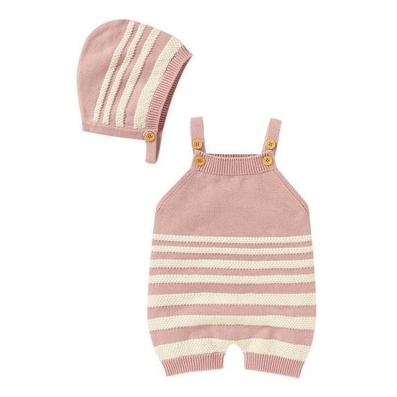 Youmylove Baby Knit Romper Cotton Sleeveless Boy Girl Sweater Clothing Striped Jumpsuit Cute With Hat Caps Outfits Set Leisure Fashion Coats Outwear