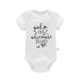 thumbnail image 1 of Youmylove Baby Onesie Bodysuits Boys Girls Short Sleeve Letter Print Romper Bodysuit Crawling Clothes Summer Romper Bodysuit For 0-3 Months, 1 of 4