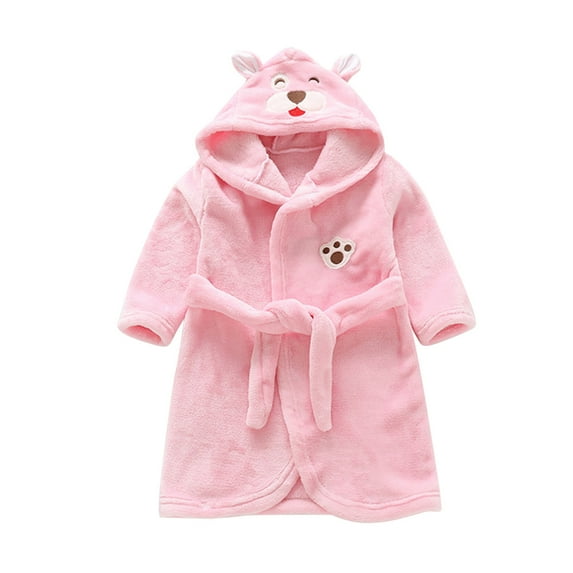 Youmylove Bathrobes Kids Baby Boys Pajamas Cartoon Flannel Hooded Night-Robe Girls Sleepwear Warm Toddler Girls Coat jacket Child Sleepwear Homewear Pjs
