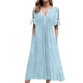 thumbnail image 1 of Youmylove Boho Maxi Long Dresses For Women 2025 Summer Short Sleeve V Neck Hollow Out Eyelet Swing Dress Casual Beach Vacation Sundress Beach Resort Long Dress, 1 of 8