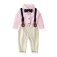 thumbnail image 1 of Youmylove Bowtie Gentleman 2Pcs Tops Toddler Set Suspender Baby Pants T-Shirt Boys Kids Boys Outfits Set Baby Summer Autumn Clothing, 1 of 2