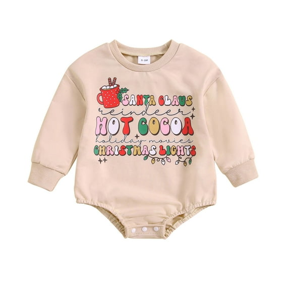 Youmylove Boys Girls Christmas Long Sleeve Letter Printed Pullover Romper Sweatshirt Bodysuits Toddler Jumpsuits Clothing Playwear