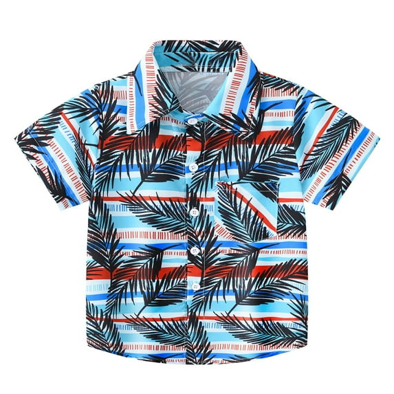 Youmylove Boys Hawaiian Shirt Boys Hawaiian Shirt Short Sleeve Button Down Shirts Summer Casual Beach Holiday Floral Shirts Leisure Versatile Tees For 2-3 Years