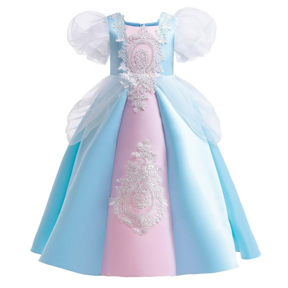 Youmylove Children Dress Vintage Court Girls Dress Puffed Sleeve Princess Long Dresses Performance Party Clothes Child Playwear