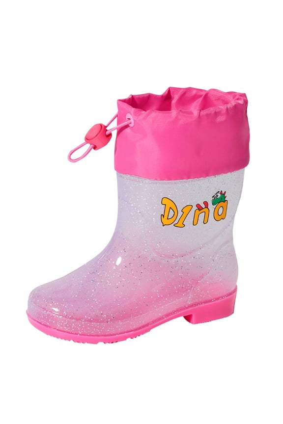 Children Shoes Fashion Flat Cartoon Rain Boots Can Be Tied Mouth Cartoon Transparent Outdoor Rain Boots Child Lovely Footwear Prewalker