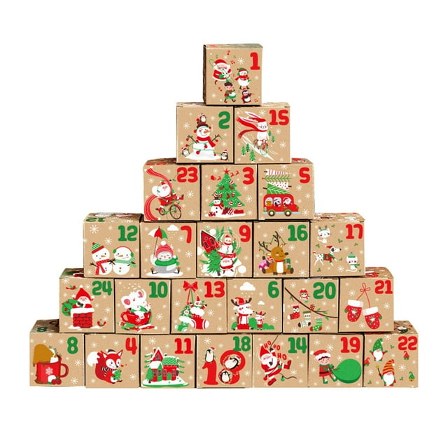 Youmylove Christmas Advent Calendar Candy Boxes Countdown Kraft Paper