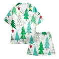 thumbnail image 1 of Youmylove Christmas Girls Pajamas Set Satin Silk Pajamas 2 Piece Short Sleeve Button Down Shirt Shorts Sleepwear Set Soft Comfy Nighty Daily Casual, 1 of 4
