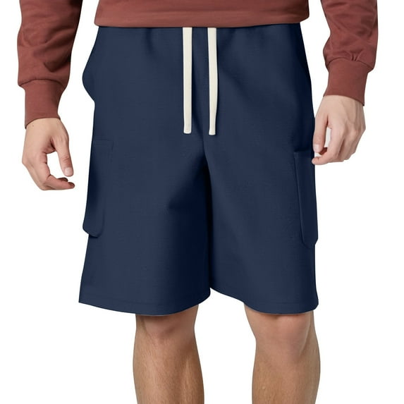 Youmylove Comfort Mens Shorts Mens Casual Shorts Mid Waist Cargo Short Pants Pocket Fashion Solid Color Loose Shorts Dailywear Work Shorts