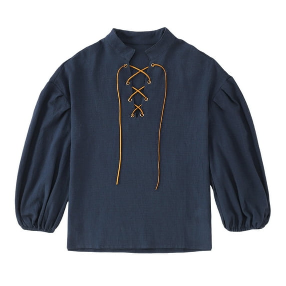 Youmylove Cute Boys T-Shirt Toddler Kids Boys Solid Lace Up Summer Vintage Long Sleeve Shirt Tops Clothes Sports & Casual Wear For 5-6 Years