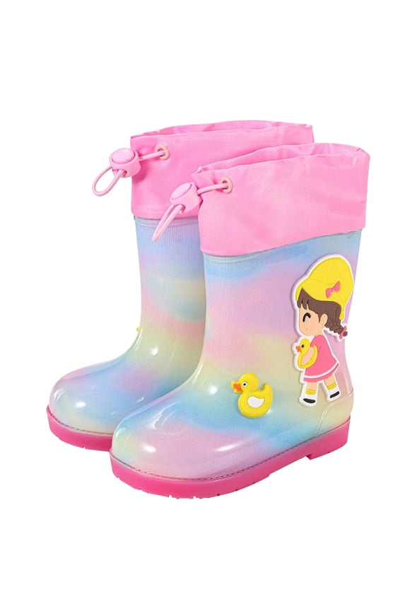 Cute Waterproof Rubber Boots For Girls Children's Rain Shoes Galoshes Cartoon Boys Girls Baby Rain Boots Cartoon Water Shoes Small Short Waterproof Girls Rain Boots