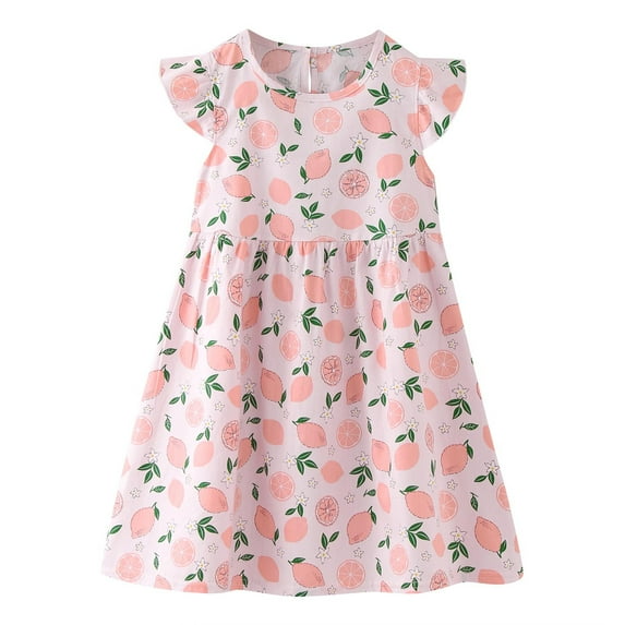 Youmylove Dresses For Girls Toddler Kids Children Summer Flying Sleeve Flower Prints Princess Dress Fashion Cute Dress