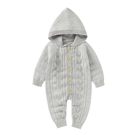Youmylove Fall Winter Sweater For Kids Tops Baby Girls Boys Cotton Knitted Hooded Sweater Romper Jumpsuit Outfits