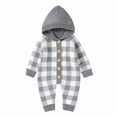 thumbnail image 1 of Youmylove Fall Winter Sweater For Kids Tops Unisex Baby Girl Boy Knitted Romper Jumpsuit Plaid Button Down Hooded Sweater Playsuit Clothes, 1 of 9