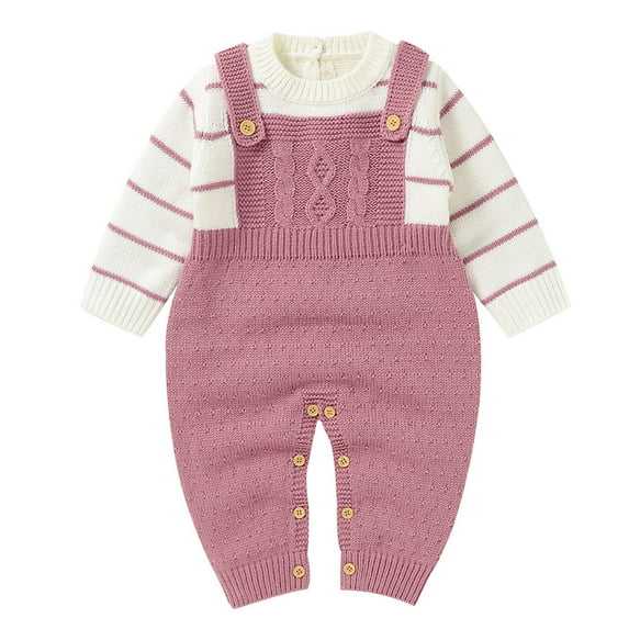 Youmylove Fall Winter Sweater For Kids Tops Jumpsuit Knitted Cotton Sleeve Striped Boys Romper Outfits Baby Girls Long Sweater Clothes Boys Romper&Jumpsuit
