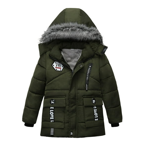 Youmylove Fashion Coat Boys' Active Fall & Winter Hooded Raincoat Comfortable Thermal Coat Warm Thick Quilted Jacket Fleece Outerwear Jacket for Boys
