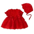 thumbnail image 1 of Youmylove Fashion Infant Baby Girls Summer Sundress Bow Tie Short Sleeve Birthday Party Dress Fashion Princess Dresses Hat Set Holiday Princess Toddler Dress 12-18 Months, 1 of 9