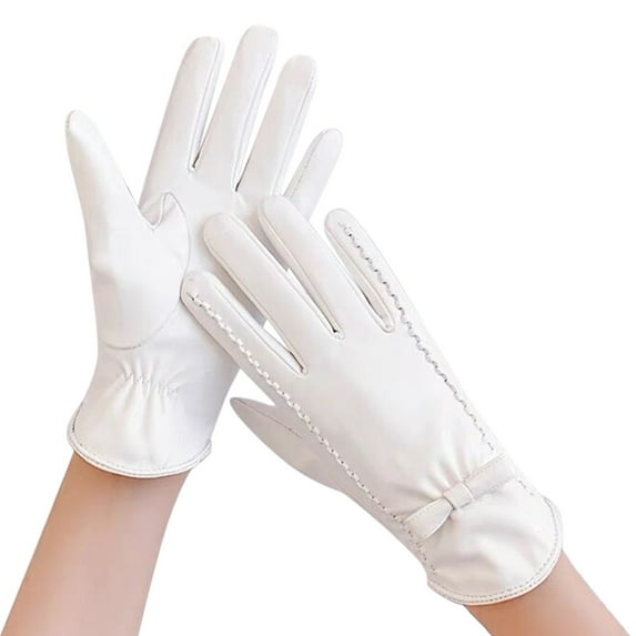 Youmylove Fashion Lace Butterfly Embroidery Lined Gloves Women Lambskin Leather Driving Gloves Fashion Mittens Mitt