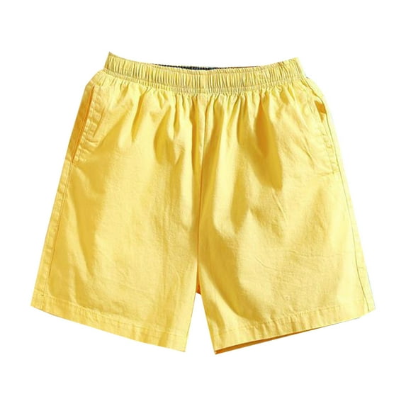 Youmylove Fashion Men's Shorts Linen Waist Loose Fit Shorts For Men Solid Color Breathable Casual Beachwear Shorts Summer Trousers Casual Track Shorts