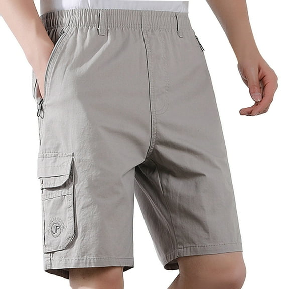 Youmylove Fashion Mens Shorts Solid Color Workwear With Multiple Pockets Men Casual Loose Trendy Comfortable Sports Business Shorts Hiking Work Short