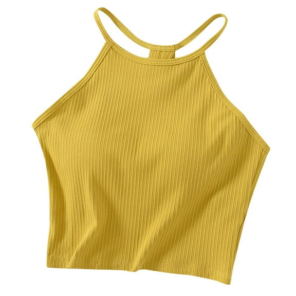 Youmylove Fashion Tops for Women Y Sports Bras Yoga Top Solid Color Spaghetti Thin Strap Workout Yoga Bra Halter Neck Cropped Casual Tops Stylish Flowy Casual Tops