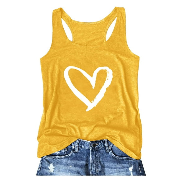 Youmylove Fashion Tops for Women Tank Tops Sleeveless Printed Shirts Summer Tops Loose Fit Running Athletic Shirts Basic Versatile Blouses