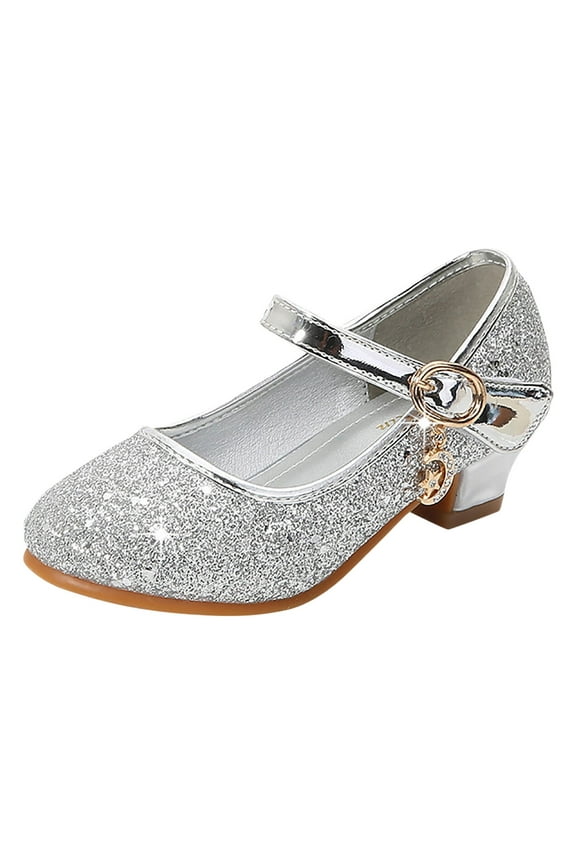 Girl Princess PU Sequins Shoes Children Silver Performance Shoes Child Lovely Footwear Prewalker