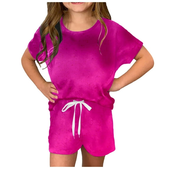 Youmylove Girls 2 Piece Summer Outfits Soft Short Sleeve T Shirt And Shorts Set With Side Pockets Activewear Holiday Girls Outfits For 11-12 Years