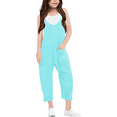thumbnail image 1 of Youmylove Girls' Casual Jumpsuits Spaghetti Strap Sleeveless Loose Romper Long Pants With Pockets Kids Clothes Soft Overalls Summer Outfits Straps Harem Overalls 7-8 Years, 1 of 6
