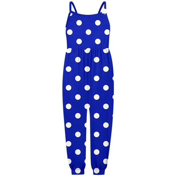 Youmylove Girls' Casual Sleeveless Jumpsuits Spaghetti Strap Loose Romper Long Pants Toddler Girls Suspenders Romper Jumpsuit Soft Comfy Child Playsuit