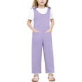 thumbnail image 1 of Youmylove Girls' Jumpsuits & Rompers Kids Girls Sleeveles Suspenders Romper Jumpsuit With Belt Long Straight Pants With Pockets Trendy Overalls Jumpers 7-8 Years, 1 of 6