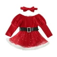 thumbnail image 1 of Youmylove Girls Long Sleeve Christmas Romper Star Tulle Bodysuits Dress Headbands Set Toddler Jumpsuits Clothing Playwear, 1 of 8