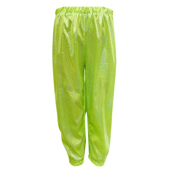 Youmylove Girls Metallic Jogger Pants Kids Girls Boys Sparkly Metallic Harem Dance Pants Loose Fit Pants For Trend High Street Dancewear Casual Loose Trousers 4-5 Years