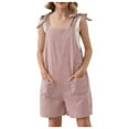 thumbnail image 1 of Youmylove Girls Romper Sleeveless Adjustable Tie-Up Strap Short Jumpsuits Summer Clothes With Pockets Casual Beach Playsuit Jumpsuit Shorts Daily Leisure Rompers 7-8 Years, 1 of 8