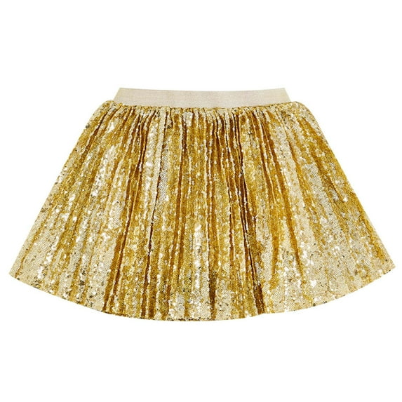 Youmylove Girls Sequin Skirt Sparkle Party Skirts Kids Sparkly Fashion Shiny Pleated Skirts Elastic Waist A-Line Glitter Party Outfits 13-14 Years