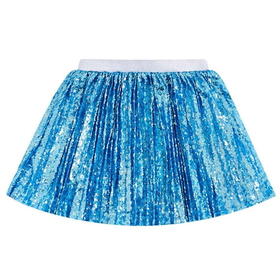 Youmylove Girls Sequin Skirt Sparkle Party Skirts Kids Sparkly Fashion Shiny Pleated Skirts Elastic Waist A-Line Glitter Party Outfits 5-6 Years