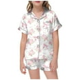 thumbnail image 1 of Youmylove Girls Two Piece Pajama Set Valentine's Day Short Sleeved Shorts Home Pajamas Set Big Girls Button Down Sleepwear Set 2-3 Years, 1 of 4