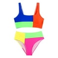 thumbnail image 1 of Youmylove Girls Two Piece Swimsuits Hawaiian Beach Sport Bathing Suit Bikini Set Rainbow Color Matching Kids Casual Swimwear Quick Dry Beach Swimwear For 13-14 Years, 1 of 7