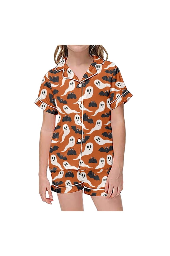 Halloween Pajamas Sets Teen Girls Pajama Set - 2 Piece Soft Pajamas For Kids Short Sleeve Shirts Shorts Pajama Set Cute Soft Nighty For Teens