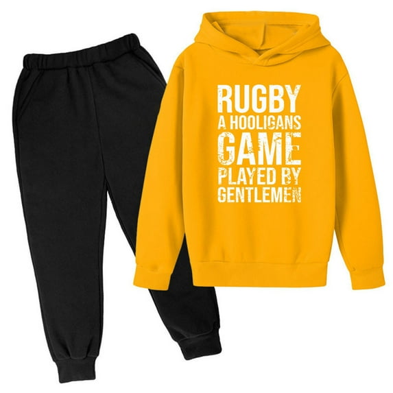 Youmylove Kids Boys Girls Tracksuit Rugby Pullover Hoodies Pants Set American Football Fans Sports Gift Jogging Sweatsuits Vintage Rugby Player Sports Retro Leisure Streetwear